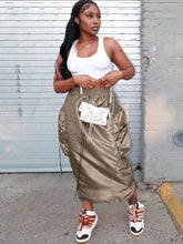 Faldas largas fruncidas reflectantes con cintura elástica